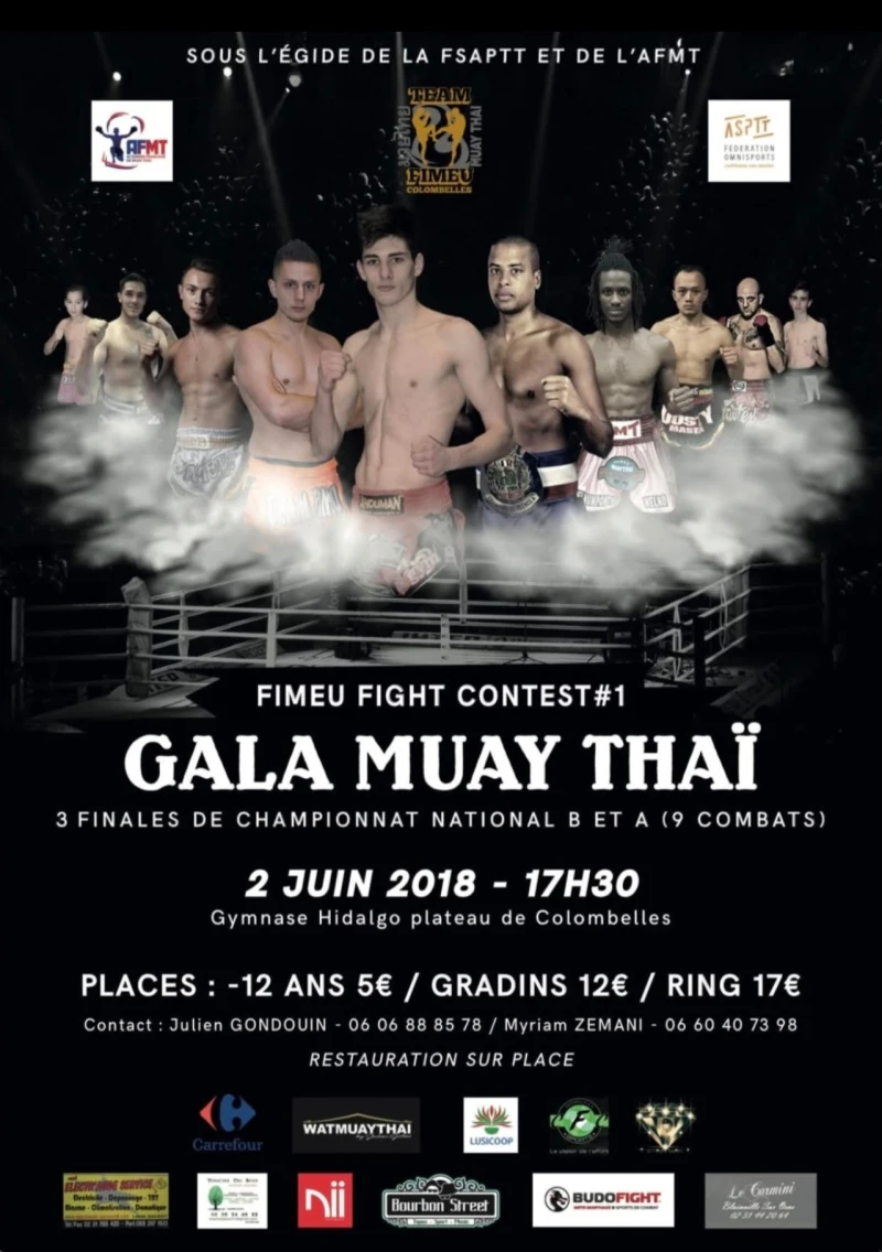 Affiche du premier gala de Muay Thaï organisé par Team Fimeu