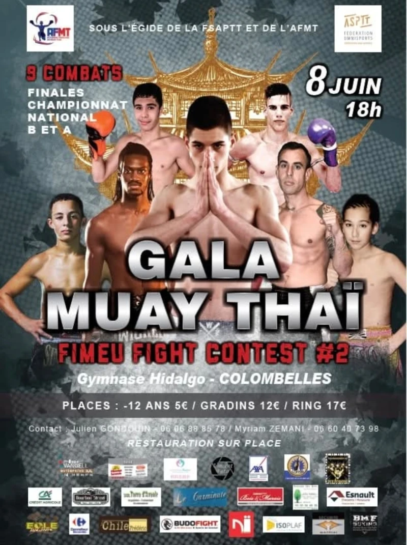 Affiche d'un gala de Muay Thaï Team Fimeu à Colombelles
