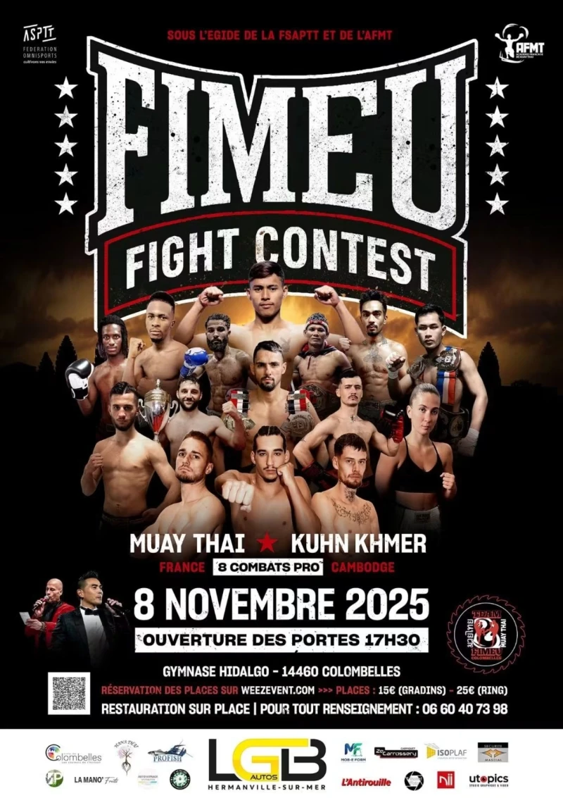 Affiche d'un gala de Muay Thaï Team Fimeu à Colombelles